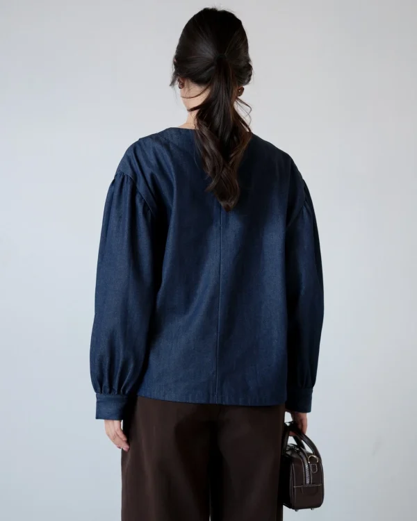 Sheraz Denim Blouse Dark Blue foto 4