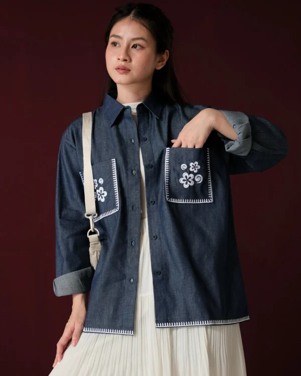 Alkya Denim Shirt Dark Blue