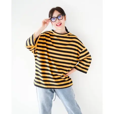 Karasu Stripe Sleevetop Mustard-Black Big Stripe foto 1