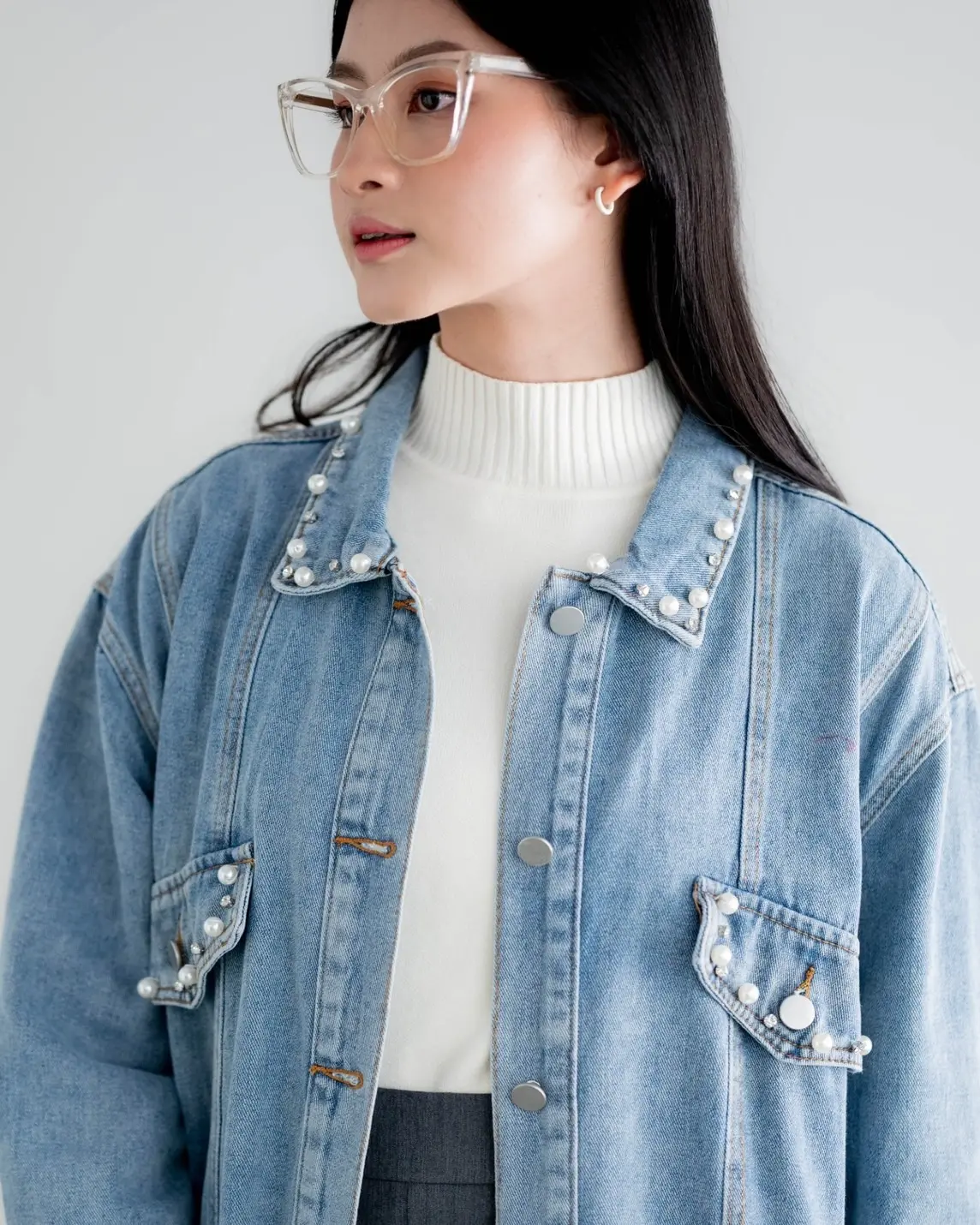 Zaikha Denim Jacket Light Blue foto 3