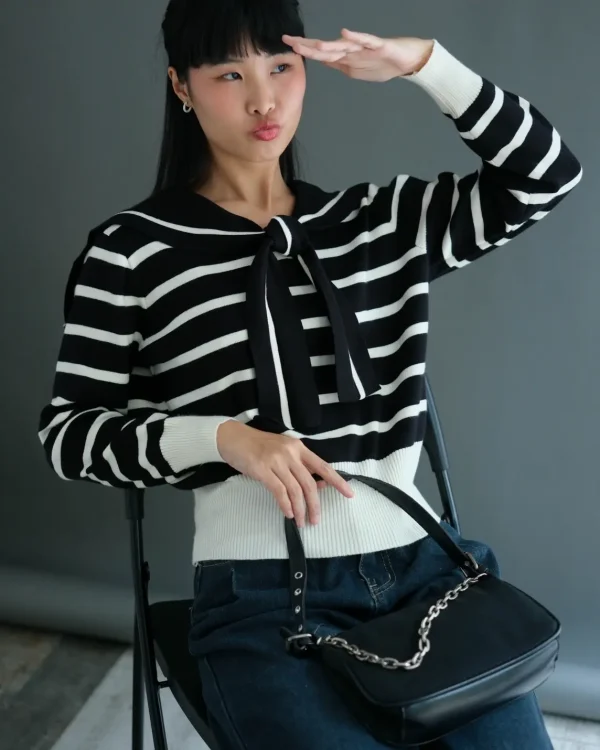 Ivanya Stripe Longsleeve Black foto 1