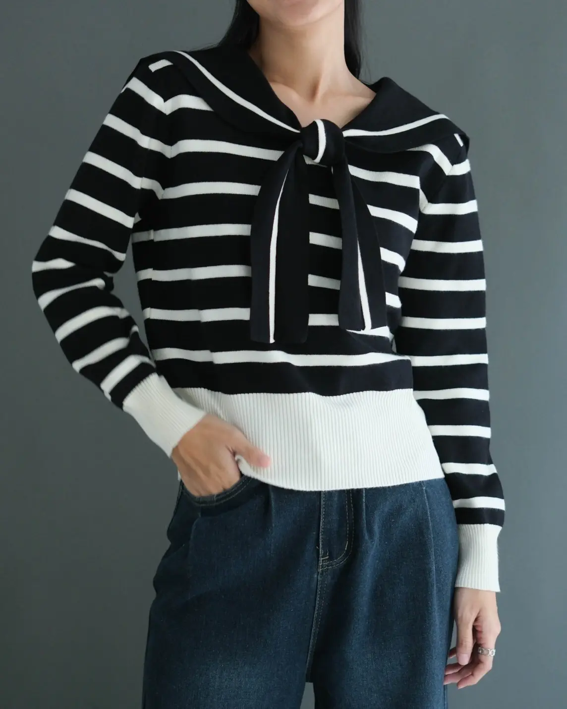 Ivanya Stripe Longsleeve Black foto 3