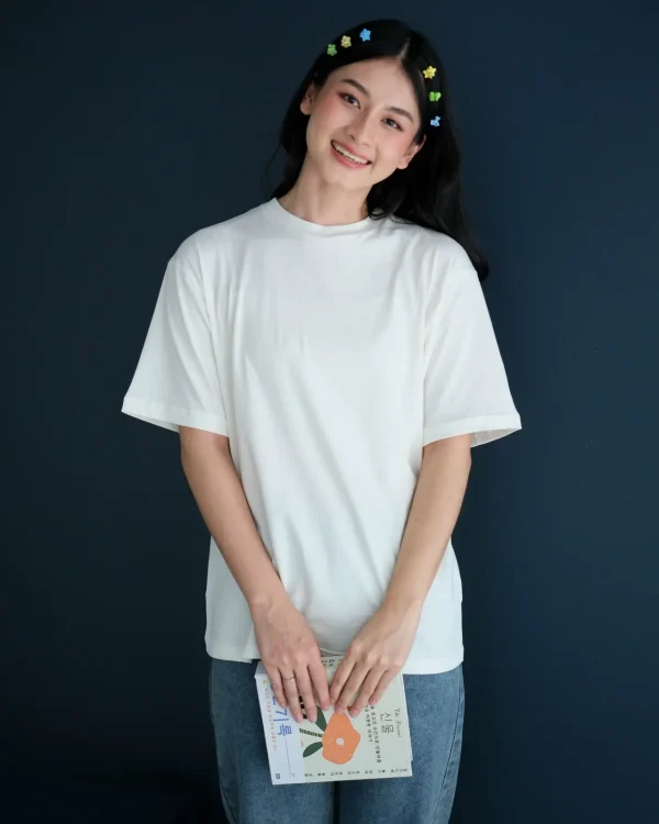 Rieka Basic T-Shirt Teal Broken White foto 1