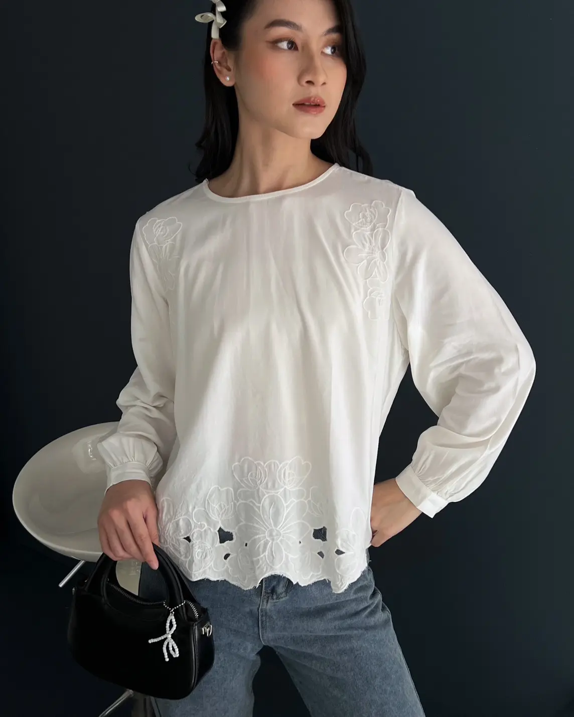 Charita Longleeve Broken White foto 3