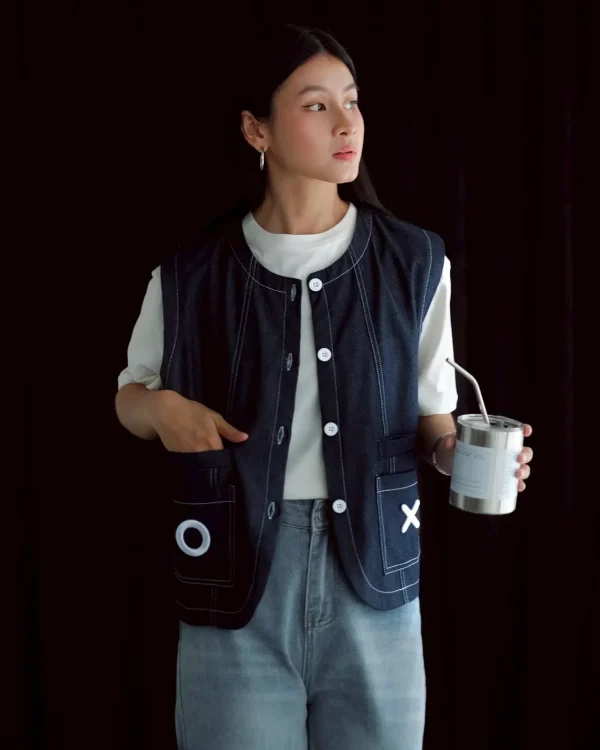 Zizi Denim Vest Dark Blue foto 3