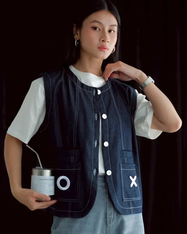 Zizi Denim Vest Dark Blue foto 2