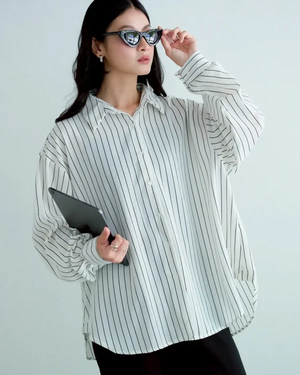 Narine Stripe Shirt Broken White foto 1