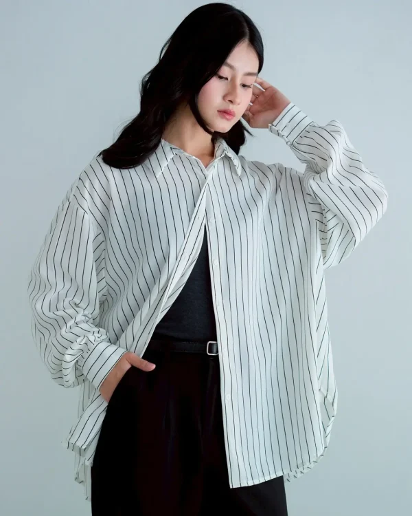 Narine Stripe Shirt Broken White foto 4