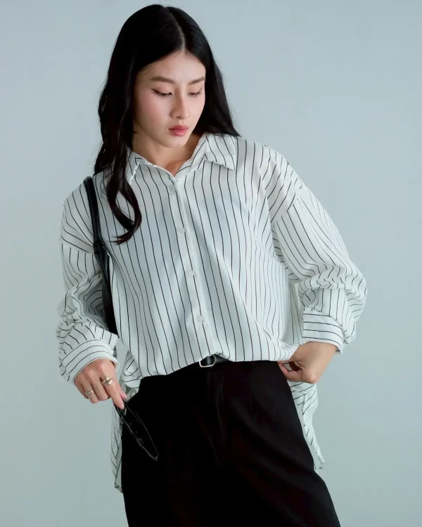 Narine Stripe Shirt Broken White foto 3