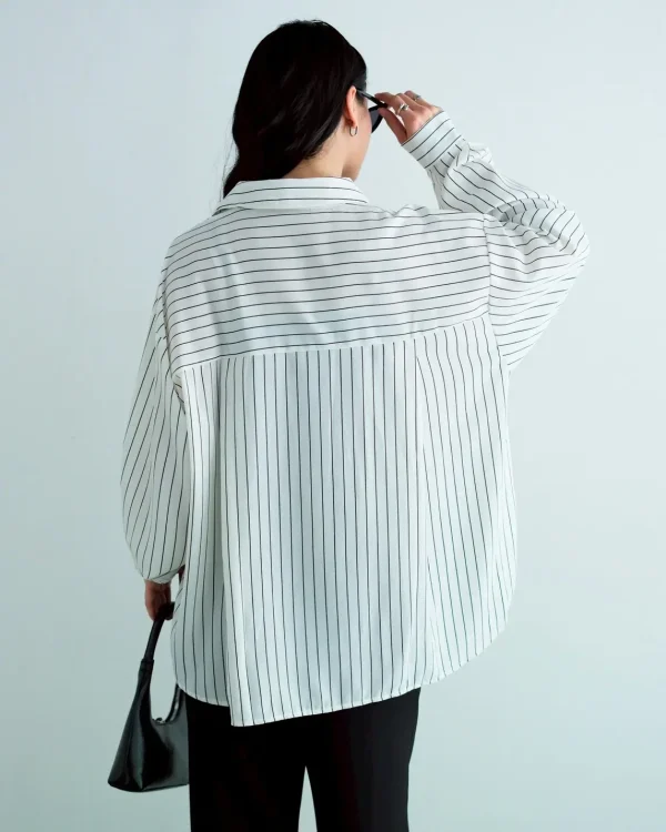 Narine Stripe Shirt Broken White foto 2