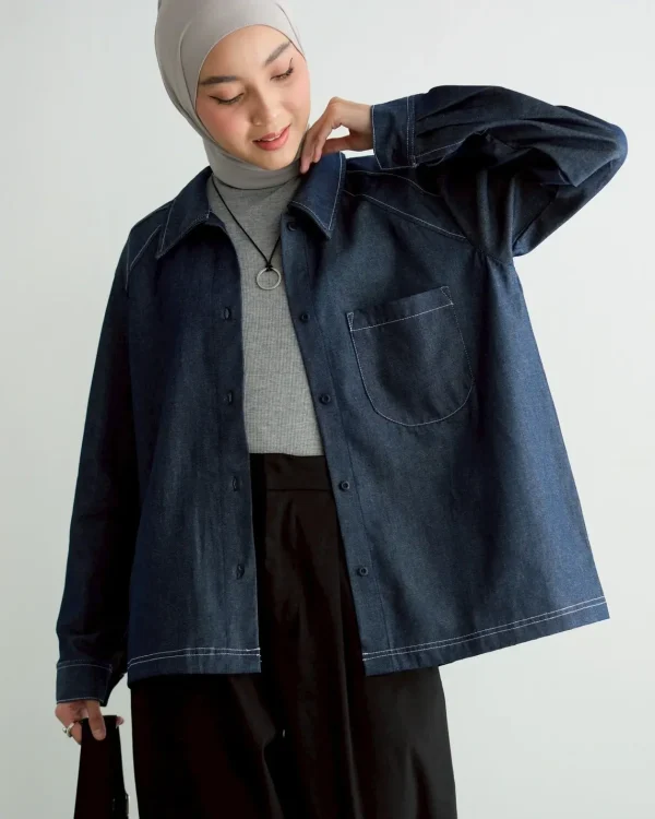 Raegita Denim Shirt Dark Blue foto 5