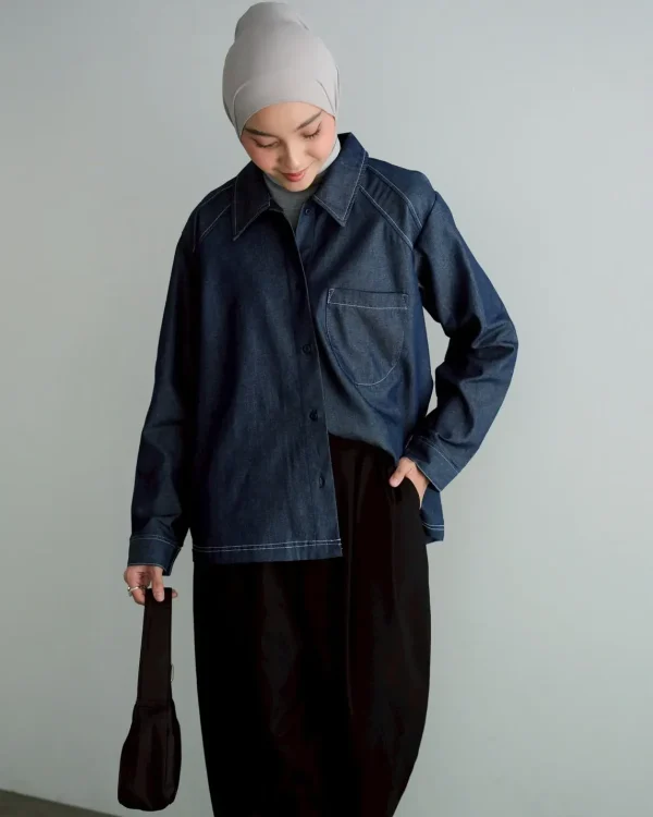 Raegita Denim Shirt Dark Blue foto 1