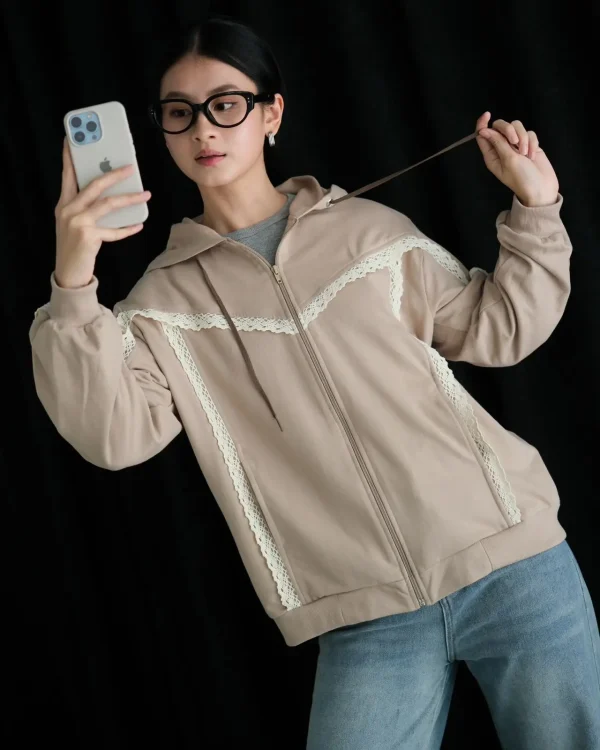 Nicky Jacket Khaki | Jaket Baby Terry | Jaket Kasual Wanita foto 2