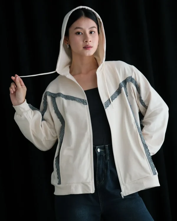 Nicky Jacket Beige | Jaket Baby Terry | Jaket Kasual Wanita foto 3