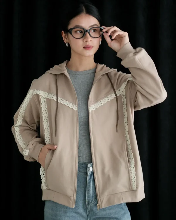 Nicky Jacket Khaki | Jaket Baby Terry | Jaket Kasual Wanita foto 1