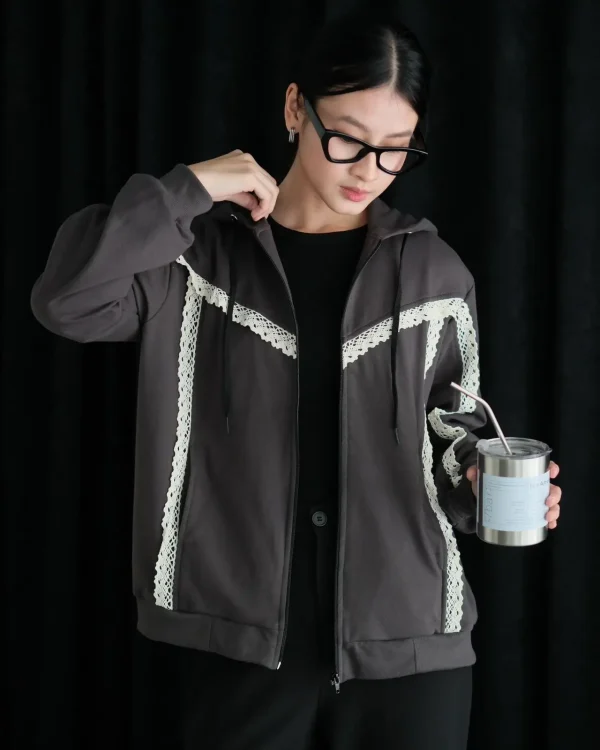 Nicky Jacket Dark Grey | Jaket Baby Terry | Jaket Kasual Wanita foto 1