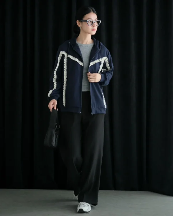 Nicky Jacket Navy | Jaket Baby Terry | Jaket Kasual Wanita foto 2