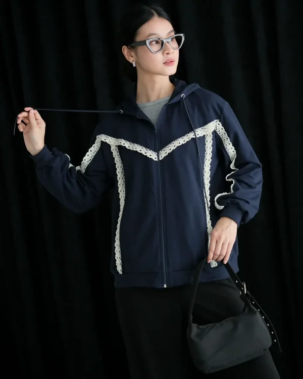 Nicky Jacket Navy | Jaket Baby Terry | Jaket Kasual Wanita foto 1