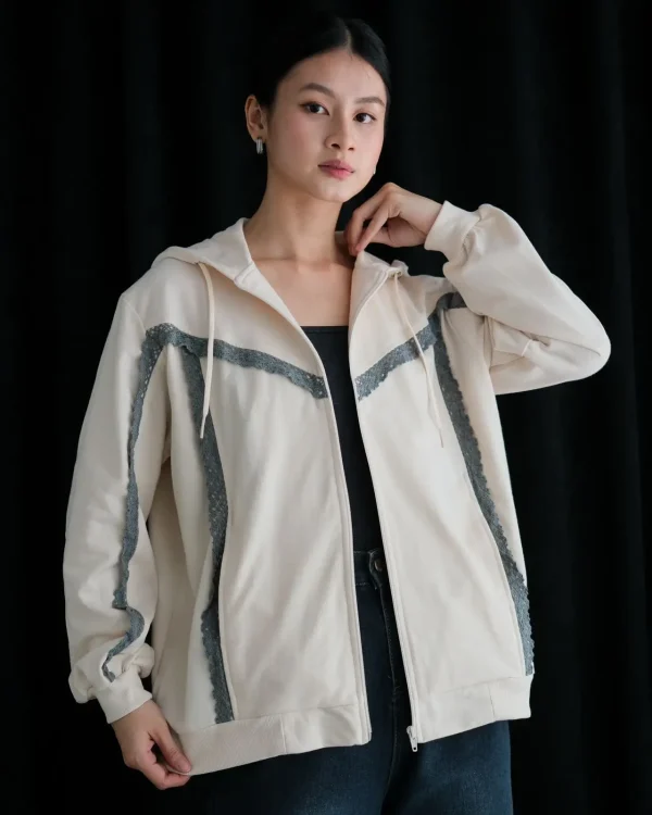 Nicky Jacket Beige | Jaket Baby Terry | Jaket Kasual Wanita foto 1