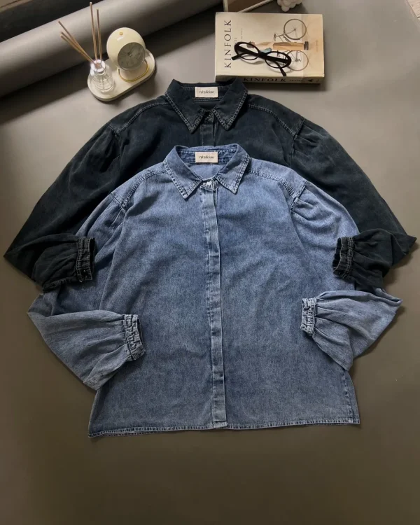 Delara Denim Shirt Dark Grey foto 2