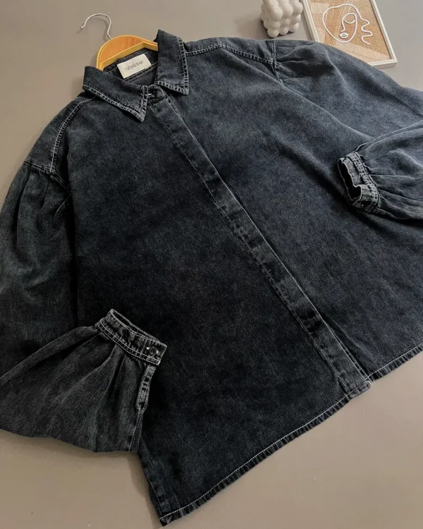 Delara Denim Shirt Dark Grey foto 4