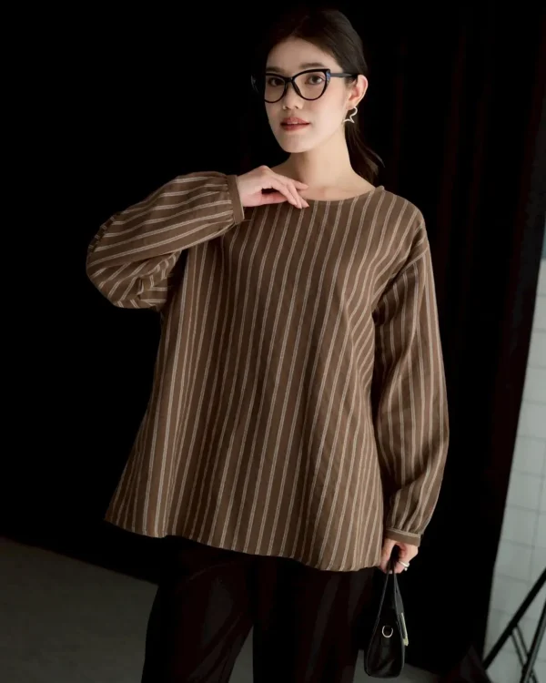 Diego Stripe Longsleeve Coffee foto 1
