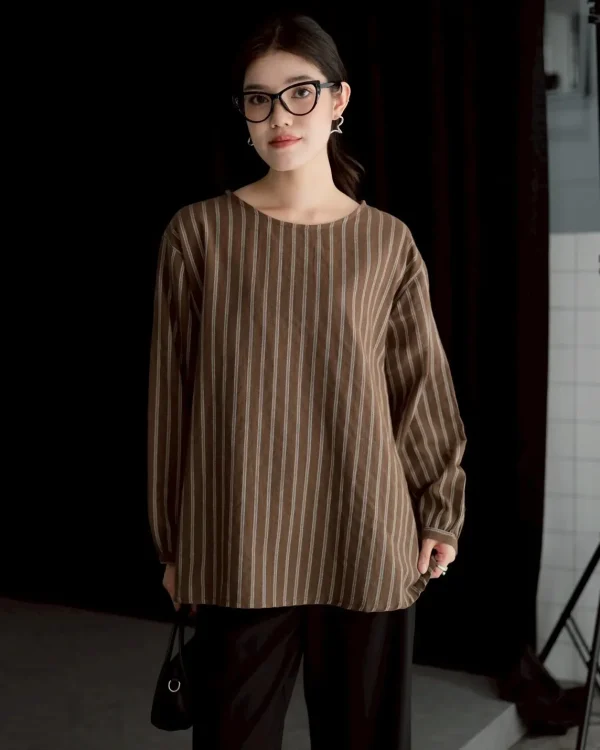 Diego Stripe Longsleeve Coffee foto 3