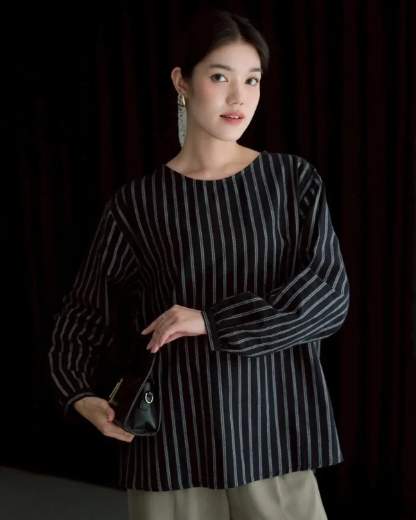 Diego Stripe Longsleeve Black foto 1