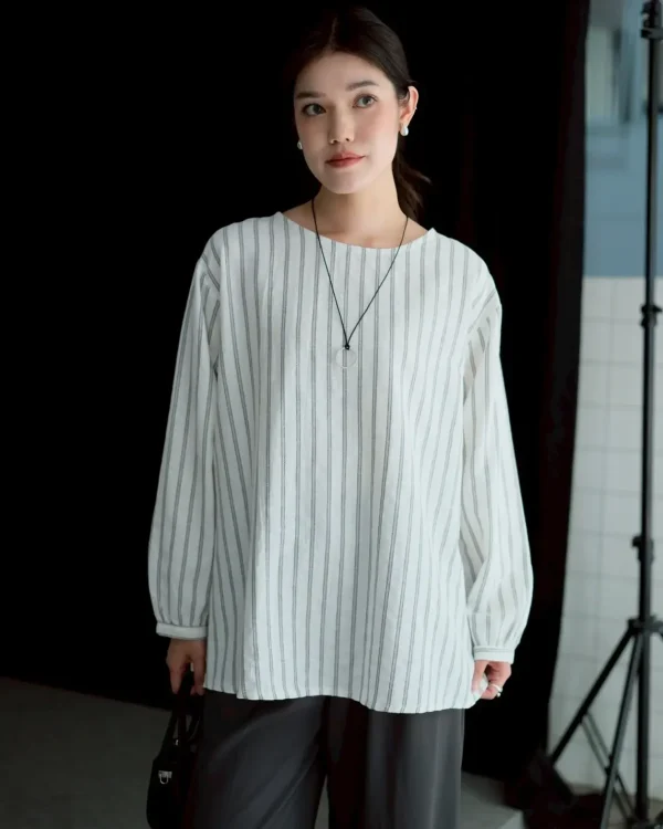 Diego Stripe Longsleeve Broken White foto 1