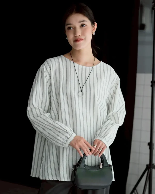 Diego Stripe Longsleeve Broken White foto 3