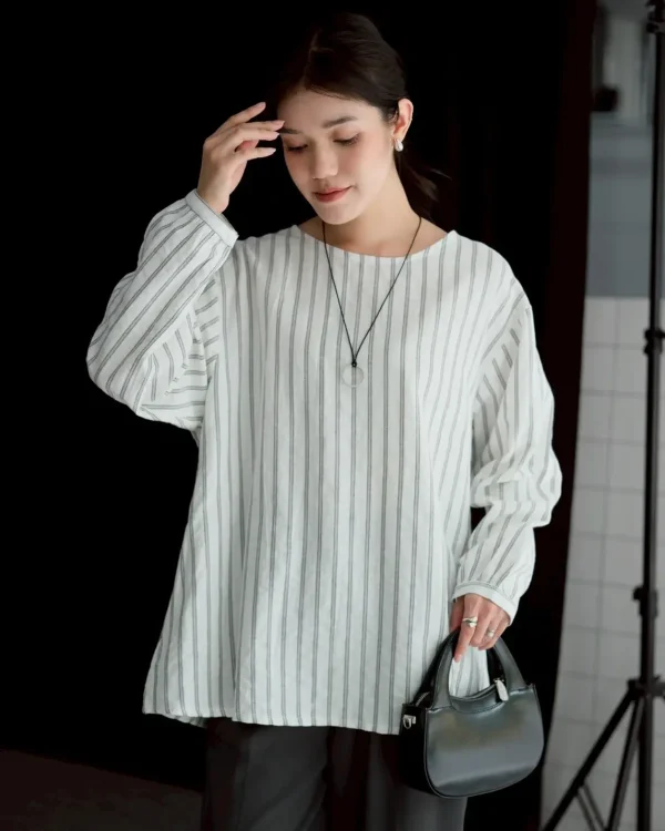 Diego Stripe Longsleeve Broken White foto 2