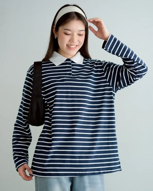 Nelson Stripe Longsleeve Navy foto 1