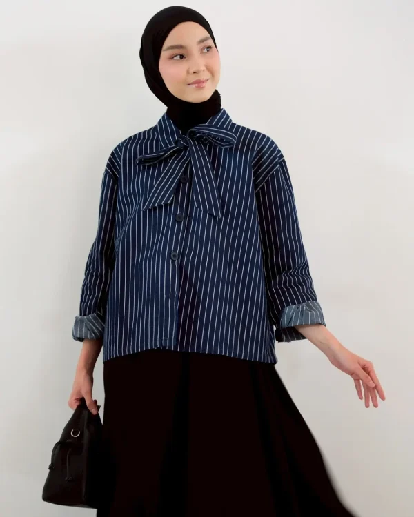 Tere Striped Denim Jacket Dark Blue foto 1