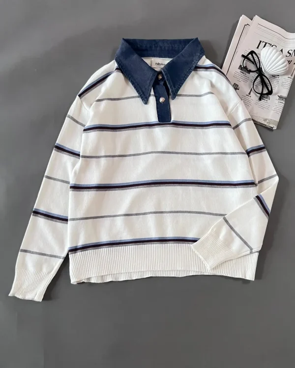Fairela Stripe Longsleeve Broken White foto 1