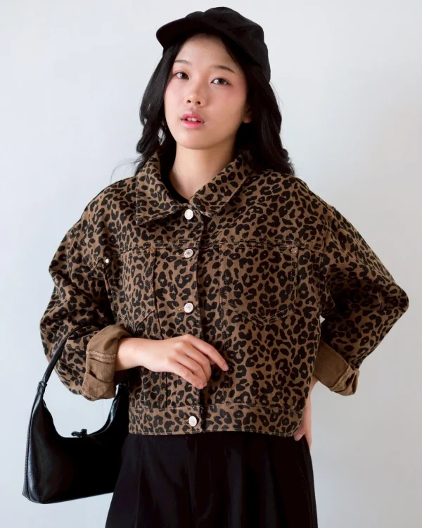 Imyka Leopard Denim Jacket foto 1