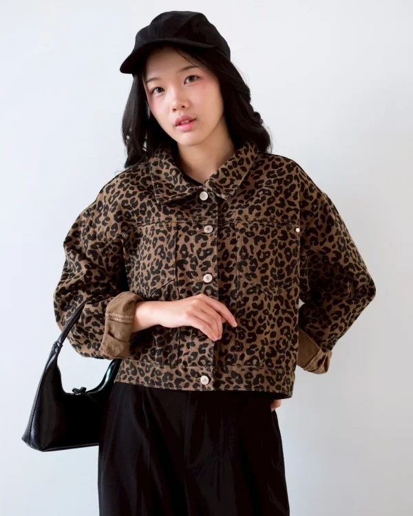 Imyka Leopard Denim Jacket foto 3