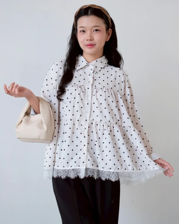 Jelora Polka Shirt Broken White foto 2