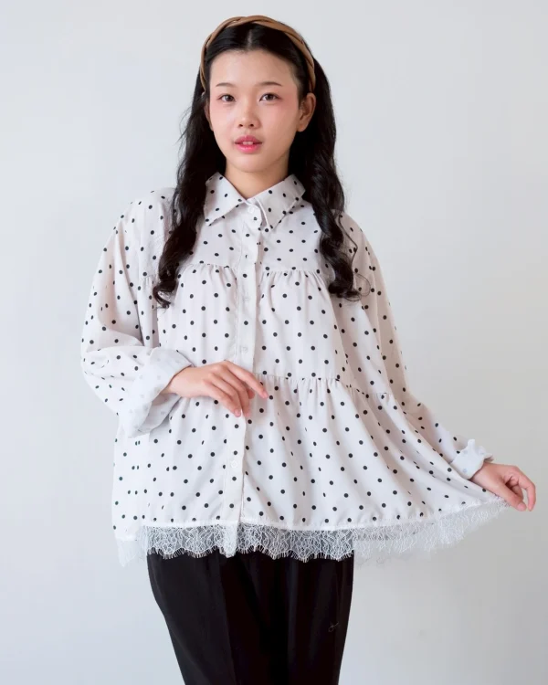 Jelora Polka Shirt Broken White foto 1