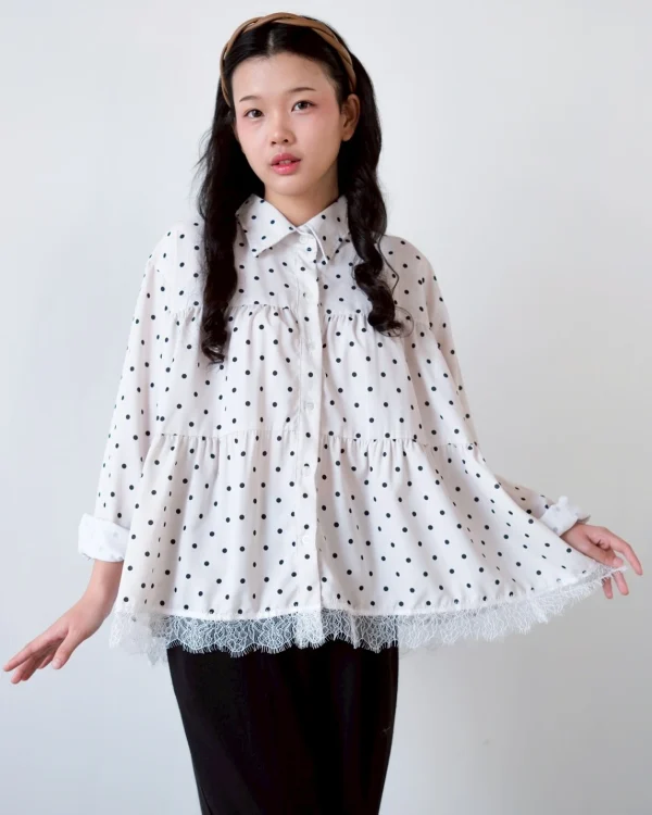 Jelora Polka Shirt Broken White foto 4