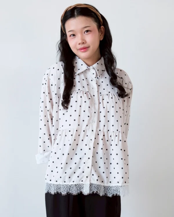 Jelora Polka Shirt Broken White foto 3