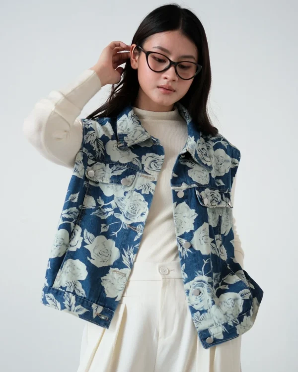 Floral Denim Vest foto 2
